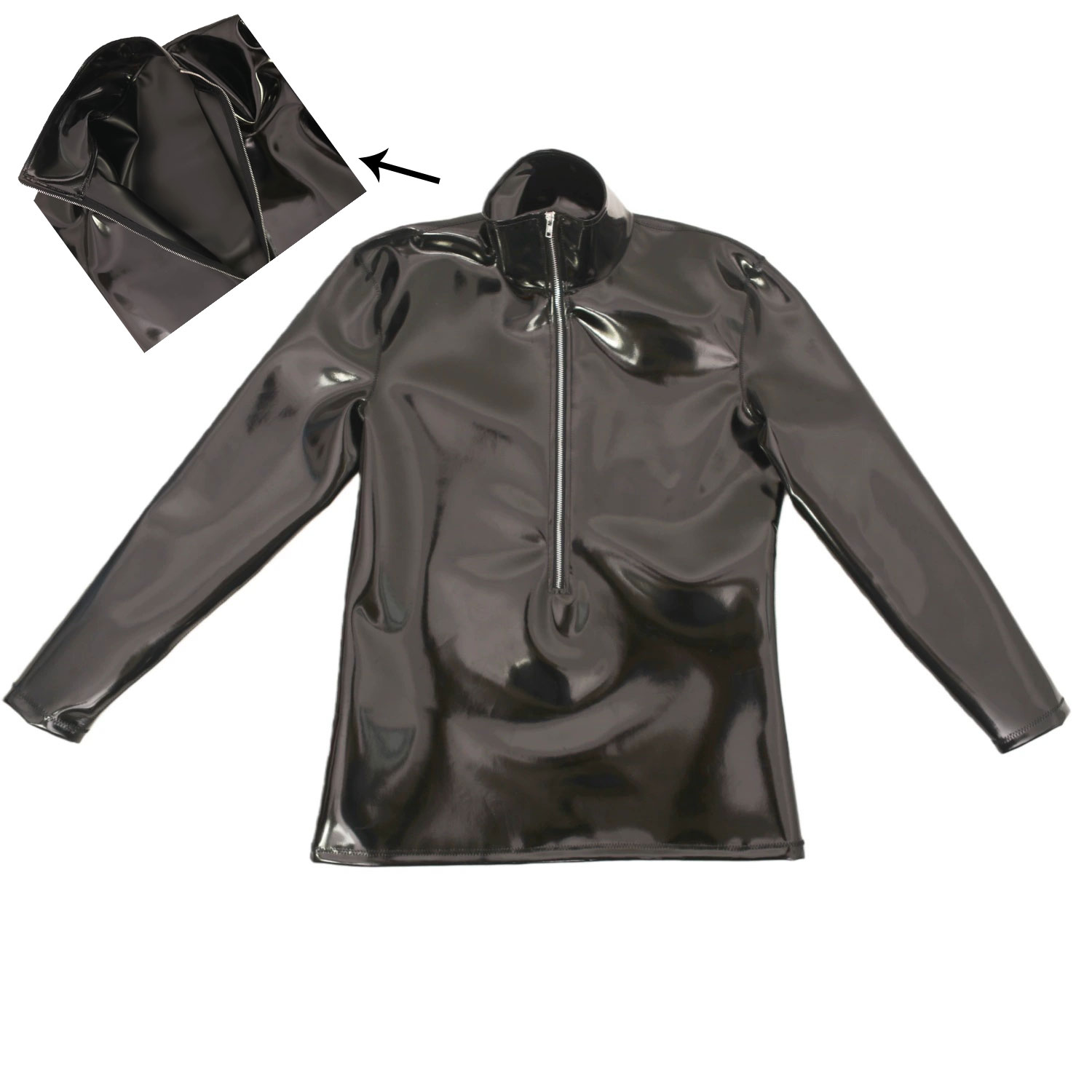 Men'S Spring Fashion - เสื้อยืดแฟชั่นใหม่ผ้าลาเท็กซ์ผู้ชาย แขนยาว PVC เงา เสื้อผู้ชายสไตล์พังก์ สำหรับใส่ไปไนต์คลับ