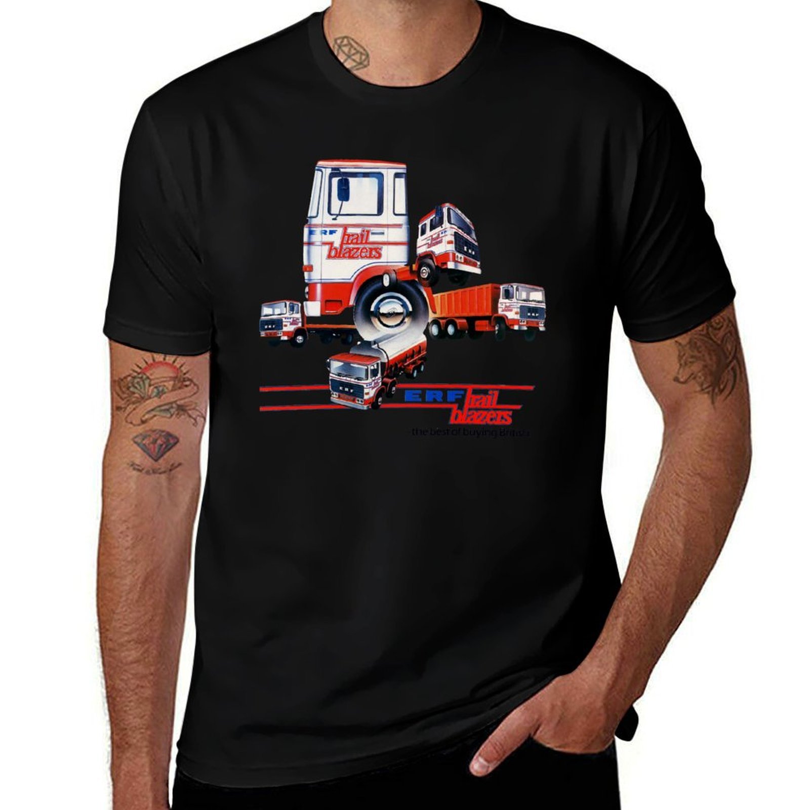 Mens Fashion In 1980S - ERF TRUCKS - เสื้อยืดโฆษณาในยุค 1980 เสื้อยืดแขนสั้นพิมพ์ลายแฟชั่นลำลอง