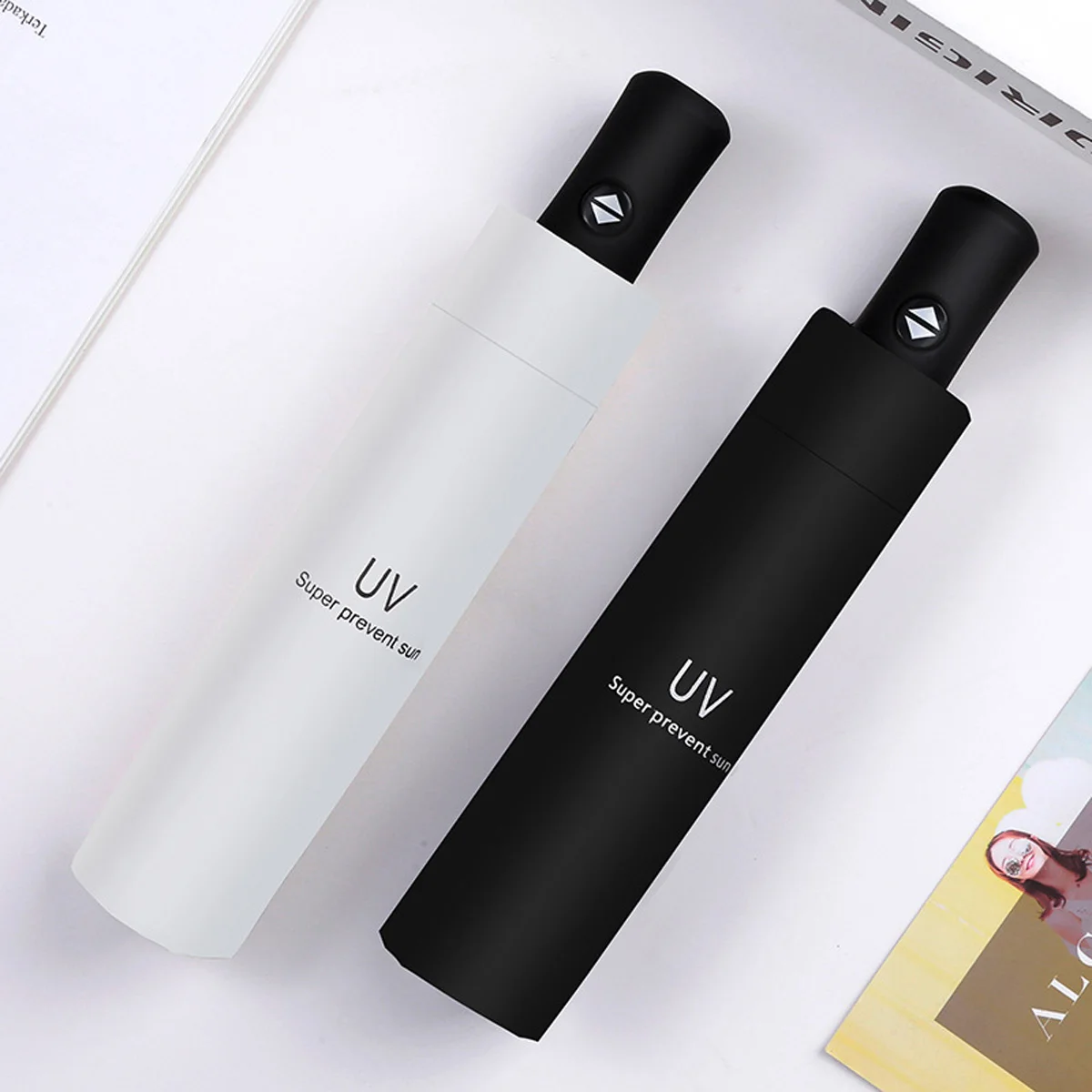 Men'S Fashion Umbrella - ร่มพับขนาดเล็กกันแสง UV, ร่มกันแดดกันฝนร่มร่มสำหรับแบบพกพาแฟชั่นไฟกันลมผู้หญิงผู้ชายเด็ก
