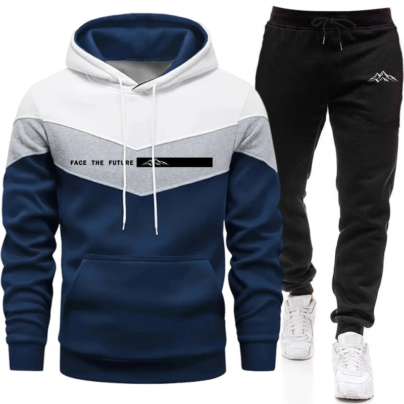 Men'S Fashion Outfits 2026 - ชุดกีฬาลำลองสำหรับฤดูใบไม้ร่วงและฤดูหนาว ชุดวิ่งออกกำลังกายสำหรับผู้ชาย แฟชั่นกลางแจ้ง เสื้อฮู้ดและกางเกงวอร์ม รุ่นใหม่ปี 2026