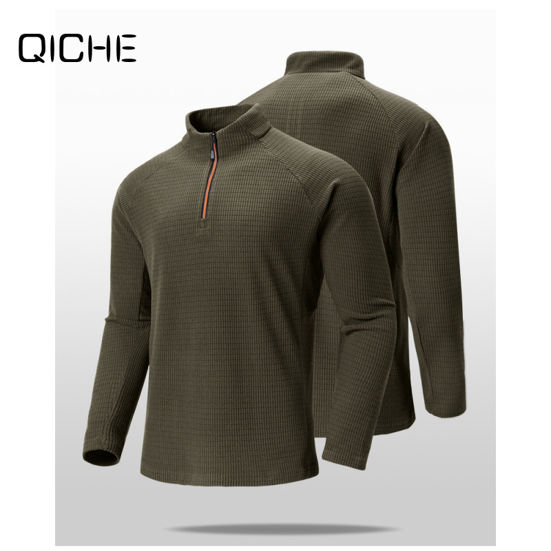 Mens Fashion Quarter Zip - QICHE เสื้อยืดแขนยาวคอตั้งแบบซิป 1/4 สไตล์ลำลองสำหรับธุรกิจในเมือง ฤดูใบไม้ร่วง สำหรับผู้ชาย