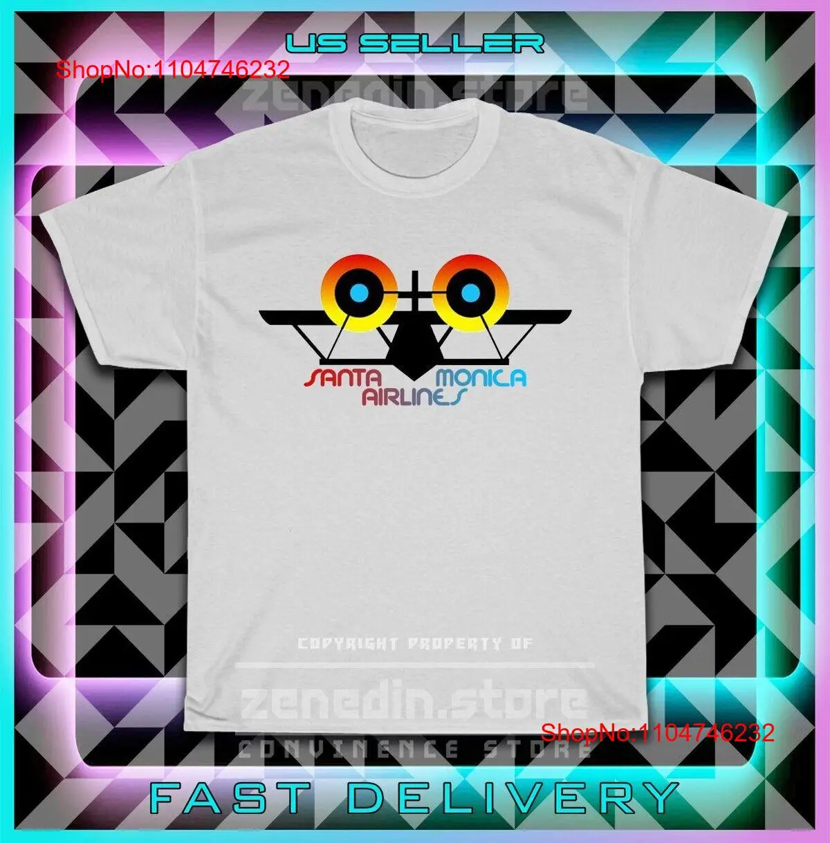Men'S Fashion Logo - ใหม่ร้อน Santa Monica สายการบินโลโก้ผู้ชาย T เสื้อผู้ชายอเมริกัน