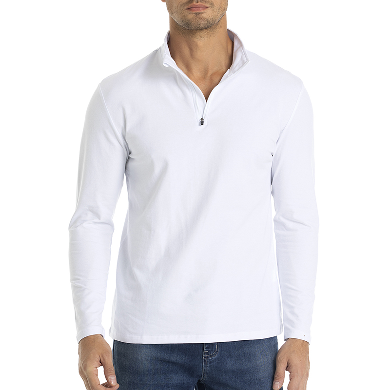 Mens Fashion Quarter Zip - เสื้อเชิ้ตแขนยาวผู้ชายแบบซิป 1/4 ลำลอง ผ้าฝ้าย คอเต่า แฟชั่น