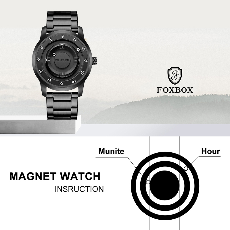 Mens Fashion Watch - นาฬิกาข้อมือผู้ชาย LIGE FOXBOX แฟชั่น ดีไซน์หน้าปัดแม่เหล็ก โดดเด่น
