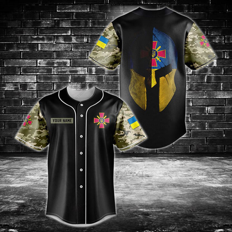 Mens Fashion Baseball Jersey - เสื้อเชิ้ตปักชื่อแบบกำหนดเองลายโล่ยูเครน เสื้อเบสบอลแฟชั่นลำลองสำหรับฤดูร้อน แห้งเร็ว แขนสั้น สไตล์วินเทจ สำหรับทุกเพศ