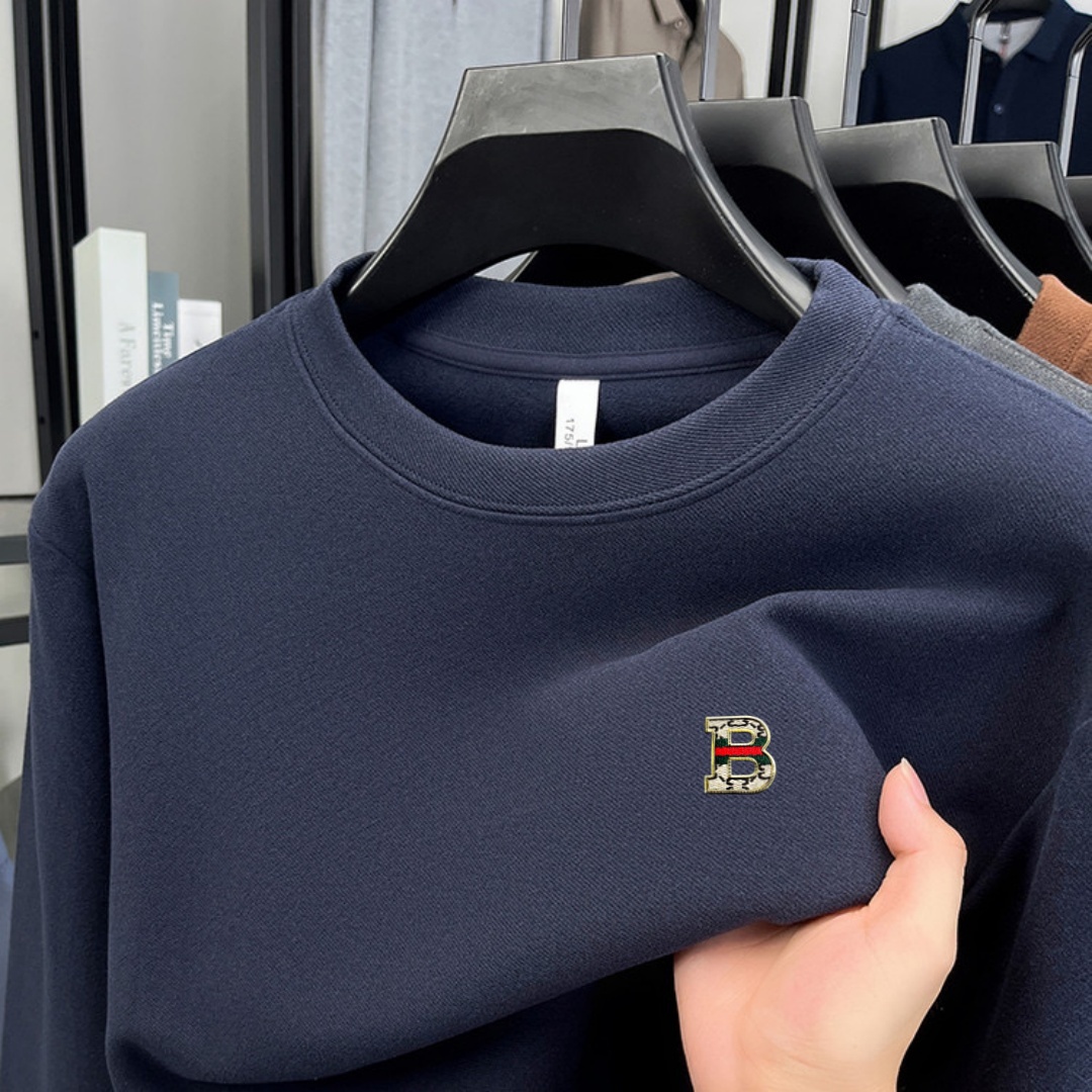 Men'S Spring Fashion - เสื้อยืดคอกลมแขนยาวผู้ชายแบรนด์หรูผ้าฝ้ายเนื้อนุ่ม แฟชั่นฤดูใบไม้ร่วง ปักลาย สไตล์เกาหลี ทรงหลวม เสื้อสเวตเตอร์ลำลอง