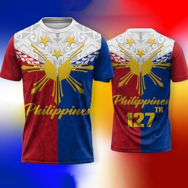 Men'S Fashion Philippines - 3D พิมพ์ลายวันประกาศอิสรภาพของฟิลิปปินส์เสื้อยืดสำหรับผู้ชายรักชาติเสื้อยืดแฟชั่นฤดูร้อนคอกลมแขนสั้น TEE