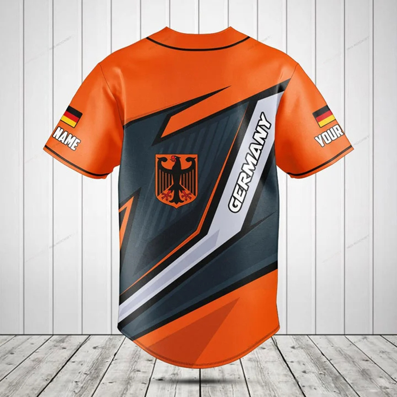 Mens Fashion Baseball Jersey - เสื้อเชิ้ตแขนสั้นลายกราฟิกโล่เยอรมนีแบบปรับแต่งได้ แฟชั่นลำลองสำหรับเด็กผู้ชาย เสื้อเจอร์ซีย์ทีมเบสบอล สไตล์สตรีทแวร์สำหรับฤดูร้อน