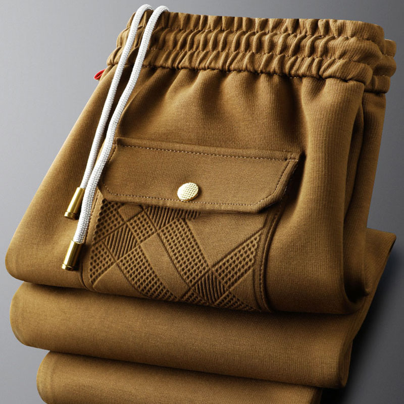 Men'S Fashion Khaki Pants - กางเกงวอร์มสีกากีลำลองแบบถักสำหรับผู้ชายเทรนด์แฟชั่นฤดูใบไม้ร่วง
