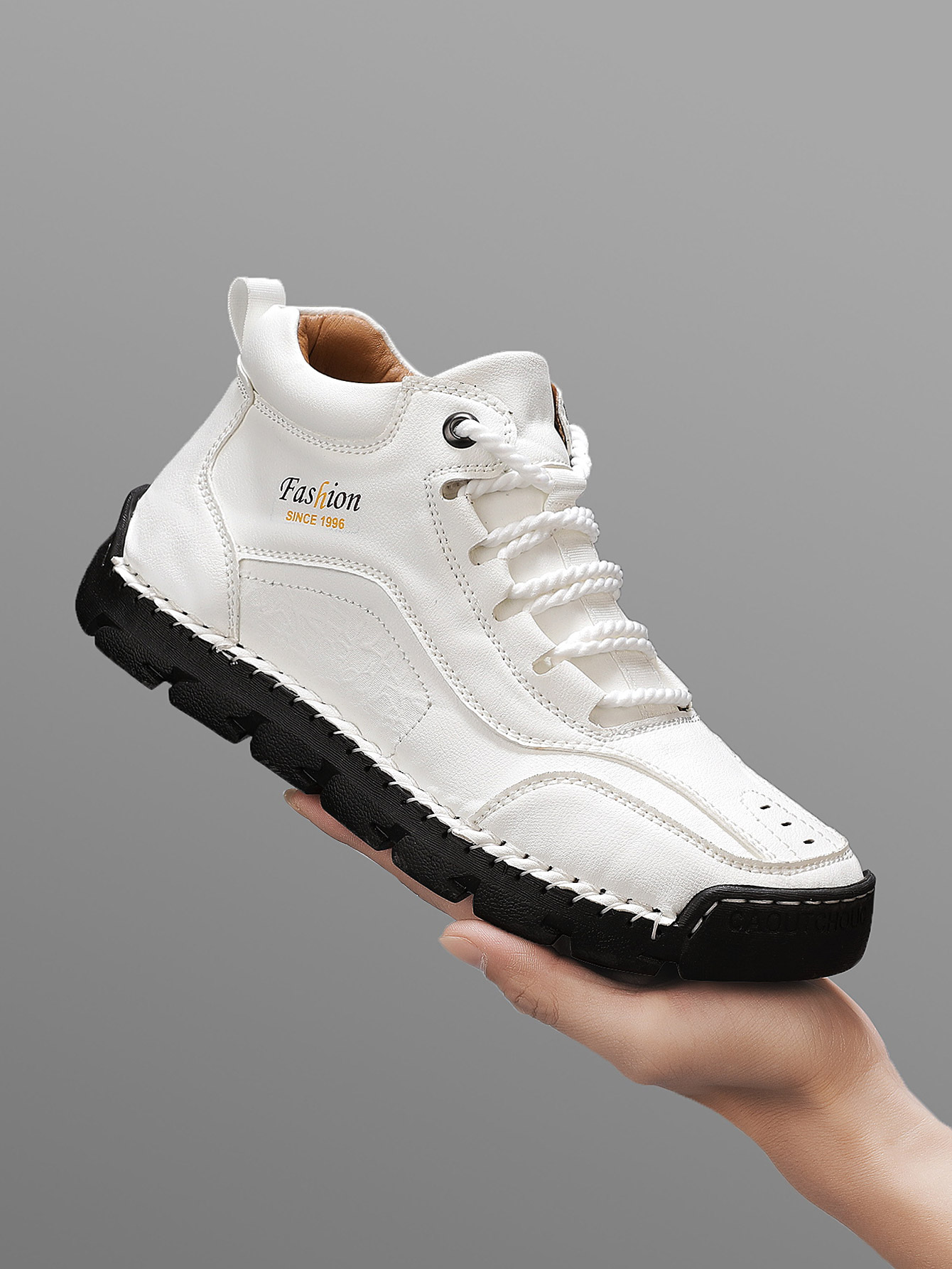 Fashion Men'S Boots - รองเท้าลำลองแบบมีหัวเข็มขัดทำมือสำหรับผู้ชาย, รองเท้าผ้าใบแบบผูกเชือกพิมพ์ลายตัวอักษรเรียบง่าย, รองเท้าบูทเดินป่ากลางแจ้ง, พื้นรองเท้ายางระบายอากาศได้ดี