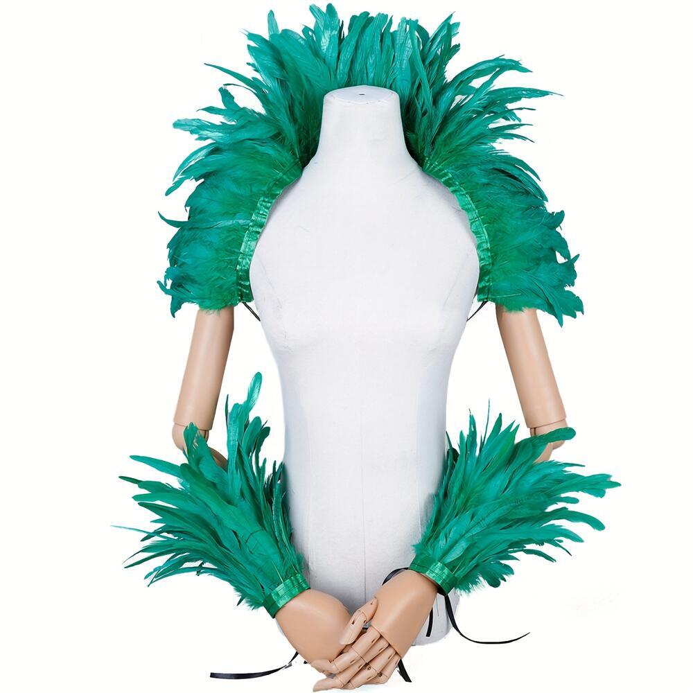 Men Fashion Rave - Elegant Red Feathersผ้าคลุมไหล่ผู้หญิงสําหรับฮาโลวีนPunkคอสเพลย์ปาร์ตี้Y2K Designerสไตล์Carnival Masked Ballสาวอุปกรณ์เสริม