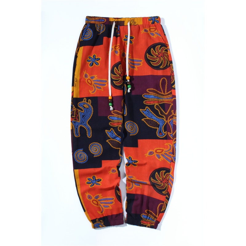 Men'S Fashion Linen Pants - กางเกงผ้าลินินผู้ชาย 2026 แฟชั่นใหม่ กางเกงจ็อกเกอร์ลายดอกไม้ผู้ชาย กางเกงลำลองฤดูร้อน กางเกงวอร์มผู้ชาย