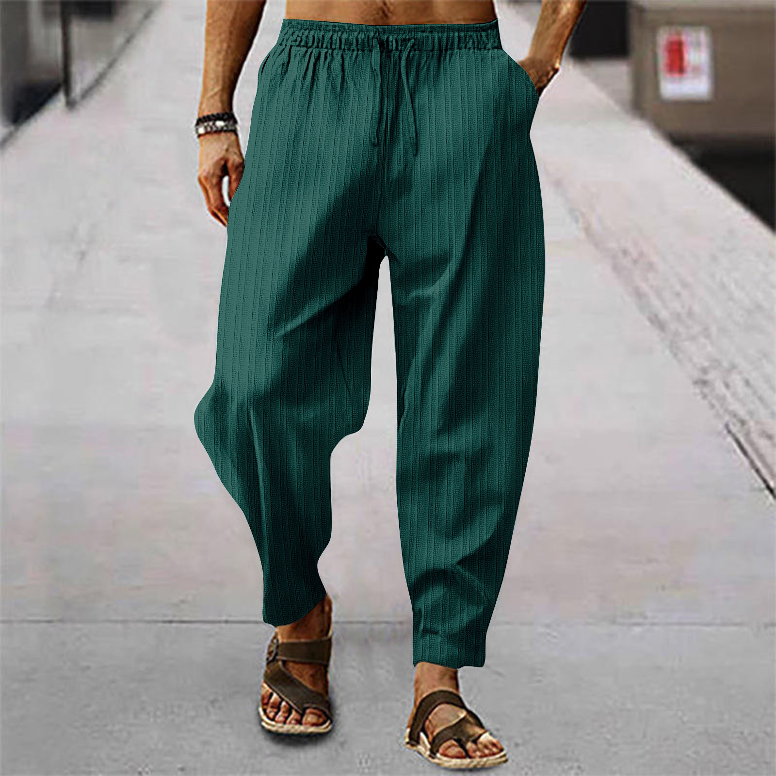 Men'S Fashion Linen Pants - กางเกงผ้าลินินทรงหลวมแฟชั่นใหม่ปี 2026 สำหรับผู้ชาย กางเกงสตรีทแวร์ทรงโอเวอร์ไซส์ กางเกงโยคะสำหรับฤดูใบไม้ผลิ กางเกงลำลองสำหรับผู้ชาย