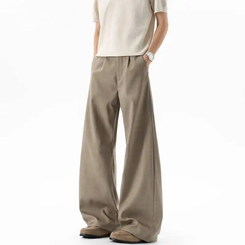 Men'S Fashion Khaki Pants - กางเกงสูทผู้ชายสีกากีสไตล์วินเทจ ทรงหลวม ขาตรง สไตล์ลำลอง แฟชั่นฤดูร้อน รุ่นใหม่