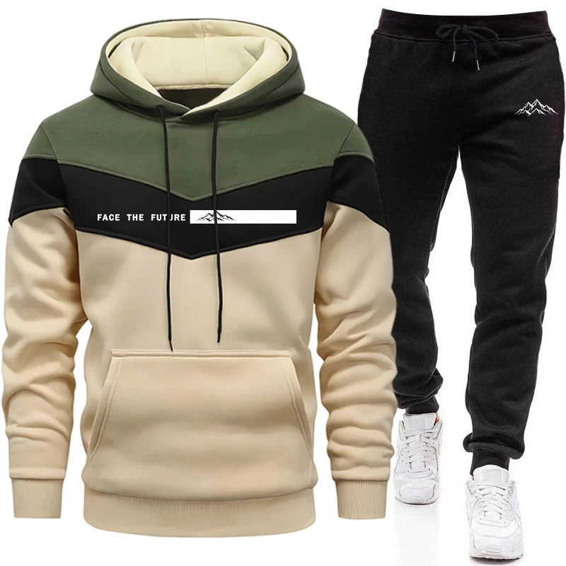 Mens Fashion Casual Outfits - ชุดวอร์มแฟชั่นผู้ชาย เสื้อฮู้ดลำลองสำหรับกิจกรรมกลางแจ้ง เสื้อผ้ากีฬา วิ่งจ๊อกกิ้ง ฤดูใบไม้ร่วง ฤดูหนาว