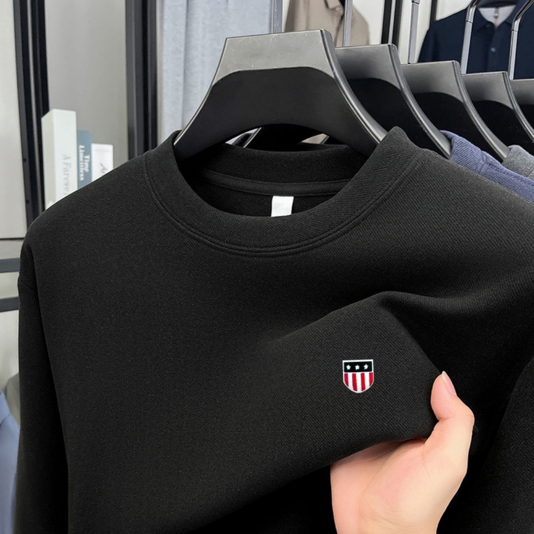Men'S Spring Fashion - เสื้อยืดคอกลมแขนยาวผู้ชายแบรนด์หรูผ้าฝ้ายเนื้อนุ่ม แฟชั่นฤดูใบไม้ร่วง ปักลาย สไตล์เกาหลี ทรงหลวม เสื้อสเวตเตอร์ลำลอง