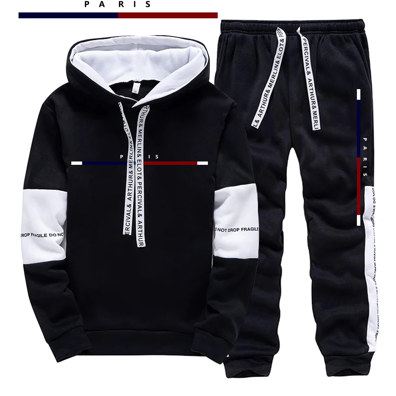 Paris Men'S Fashion - ชุดแฟชั่นพารีสสำหรับผู้ชาย/เสื้อฮู้ด/กางเกง ชุดลำลองสำหรับฤดูใบไม้ร่วง ชุดกีฬาใส่วิ่งจ๊อกกิ้ง สไตล์สตรีทแฟชั่นเมือง ชุดเสื้อสเวตเตอร์และกางเกงขายาว