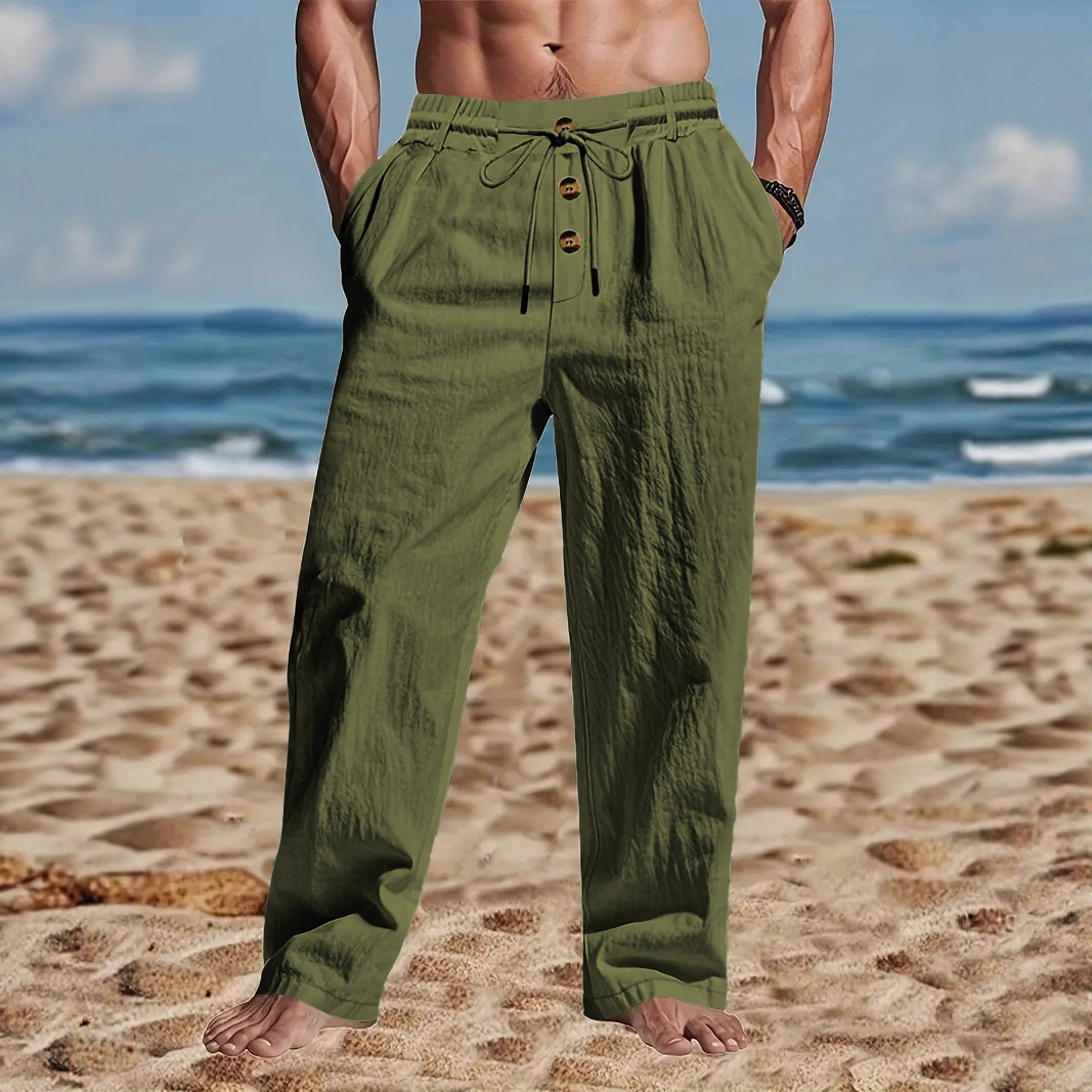กางเกงลำลองผ้าฝ้ายและผ้าลินินส - Men'S Fashion Linen Pants บทวิจารณ์และราคา