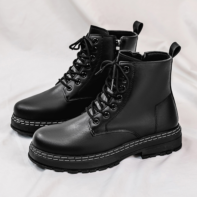 รองเท้าบูทหนังแก้วสีดำสำหรับผู - Fashion Men'S Boots บทวิจารณ์และราคา