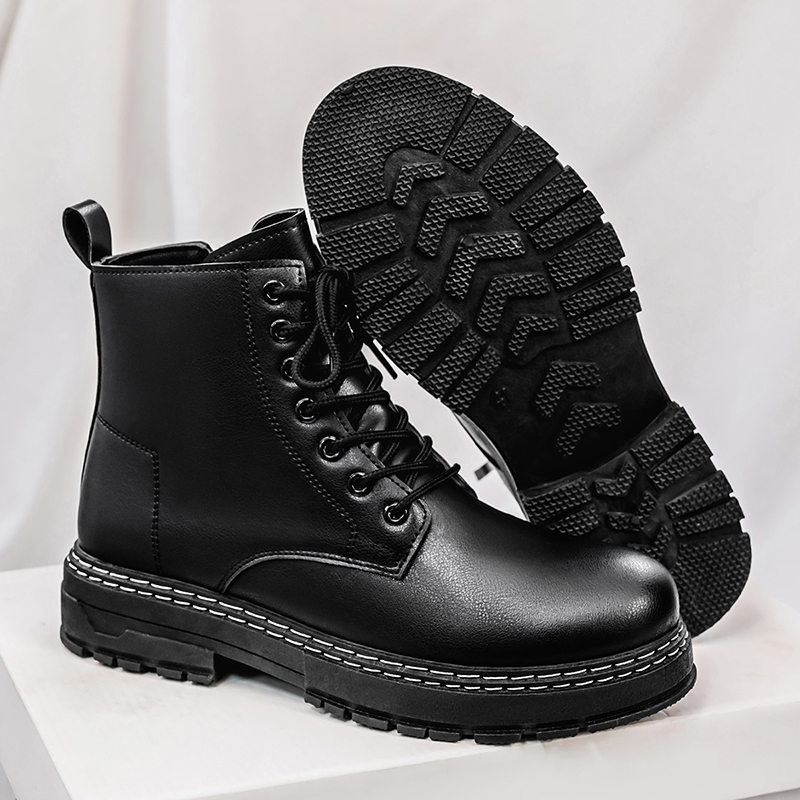 รองเท้าบูทหนังแก้วสีดำสำหรับผู - Fashion Men'S Boots บทวิจารณ์และราคา