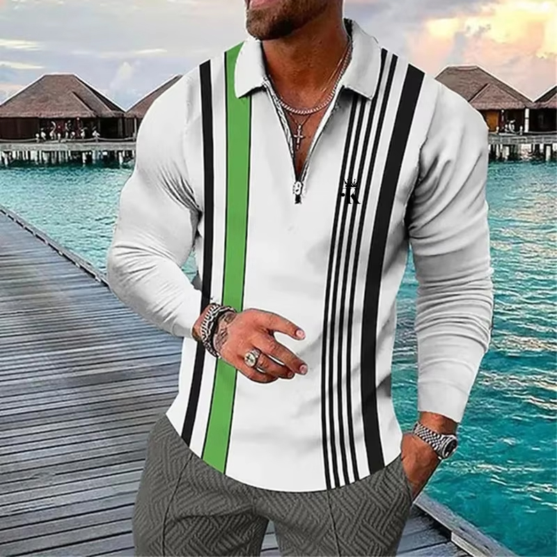 เสื้อโปโลผู้ชาย ซิปโปโล เสื้อโ - Mens Fashion Quarter Zip บทวิจารณ์และราคา