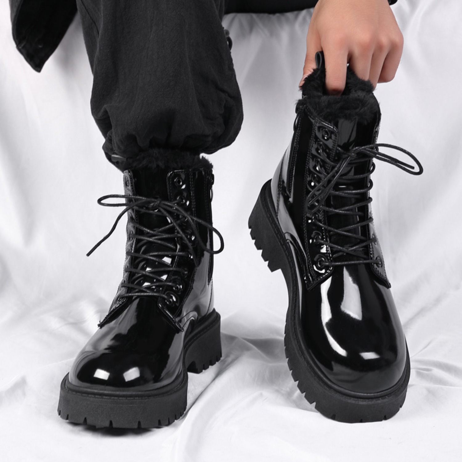 รองเท้าบูทหุ้มข้อบุขนหนานุ่มสำ - Fashion Men'S Boots บทวิจารณ์และราคา