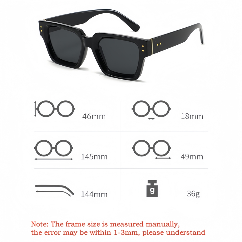 แว่นกันแดดทรงเหลี่ยมย้อนยุค YI - Men Fashion Photography บทวิจารณ์และราคา