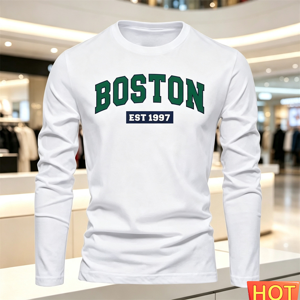 เสื้อยืดแขนยาวผู้ชายลายตัวอักษ - Men'S Spring Fashion บทวิจารณ์และราคา