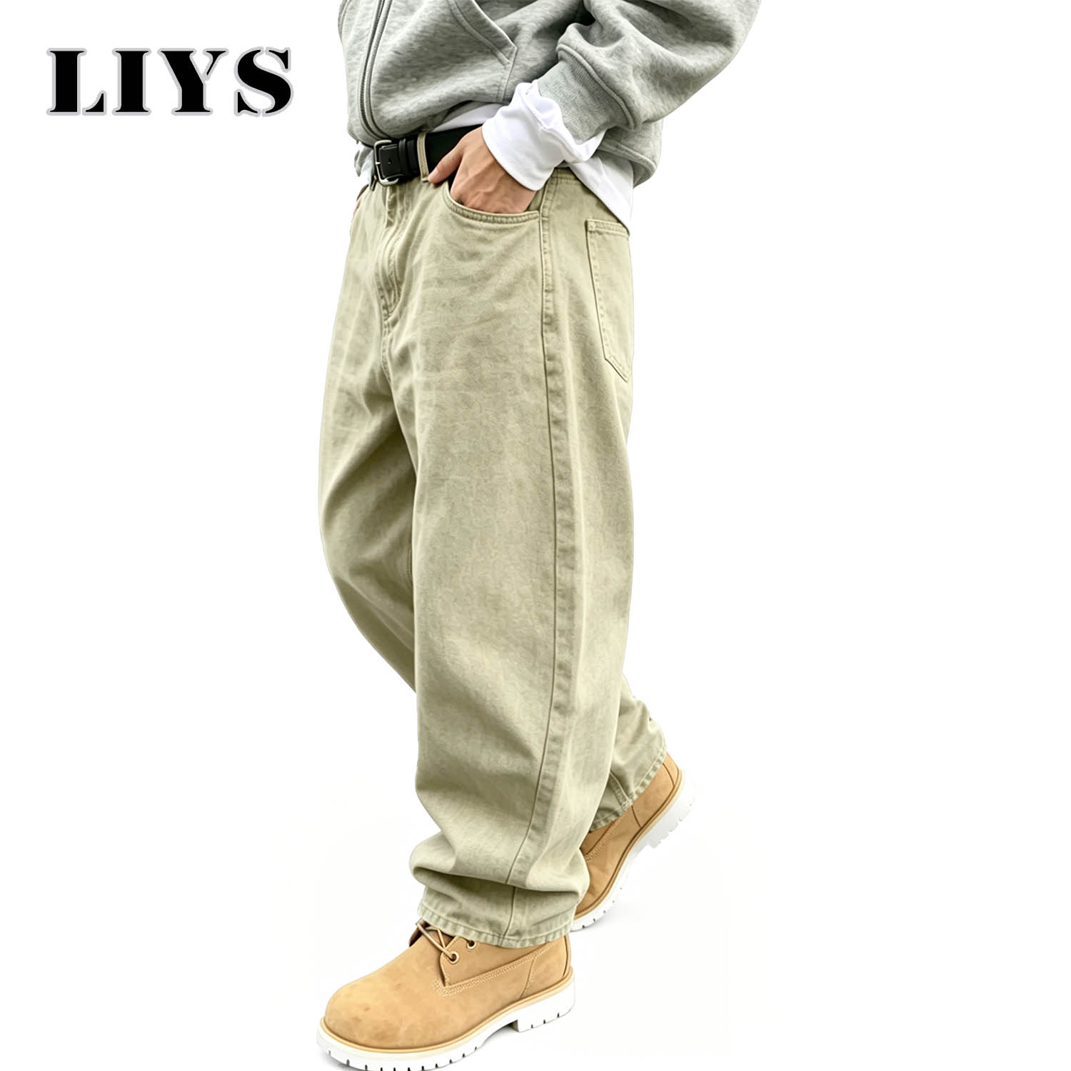 กางเกงยีนส์ทรงหลวมขากว้างสไตล์ - Men'S Fashion Khaki Pants บทวิจารณ์และราคา