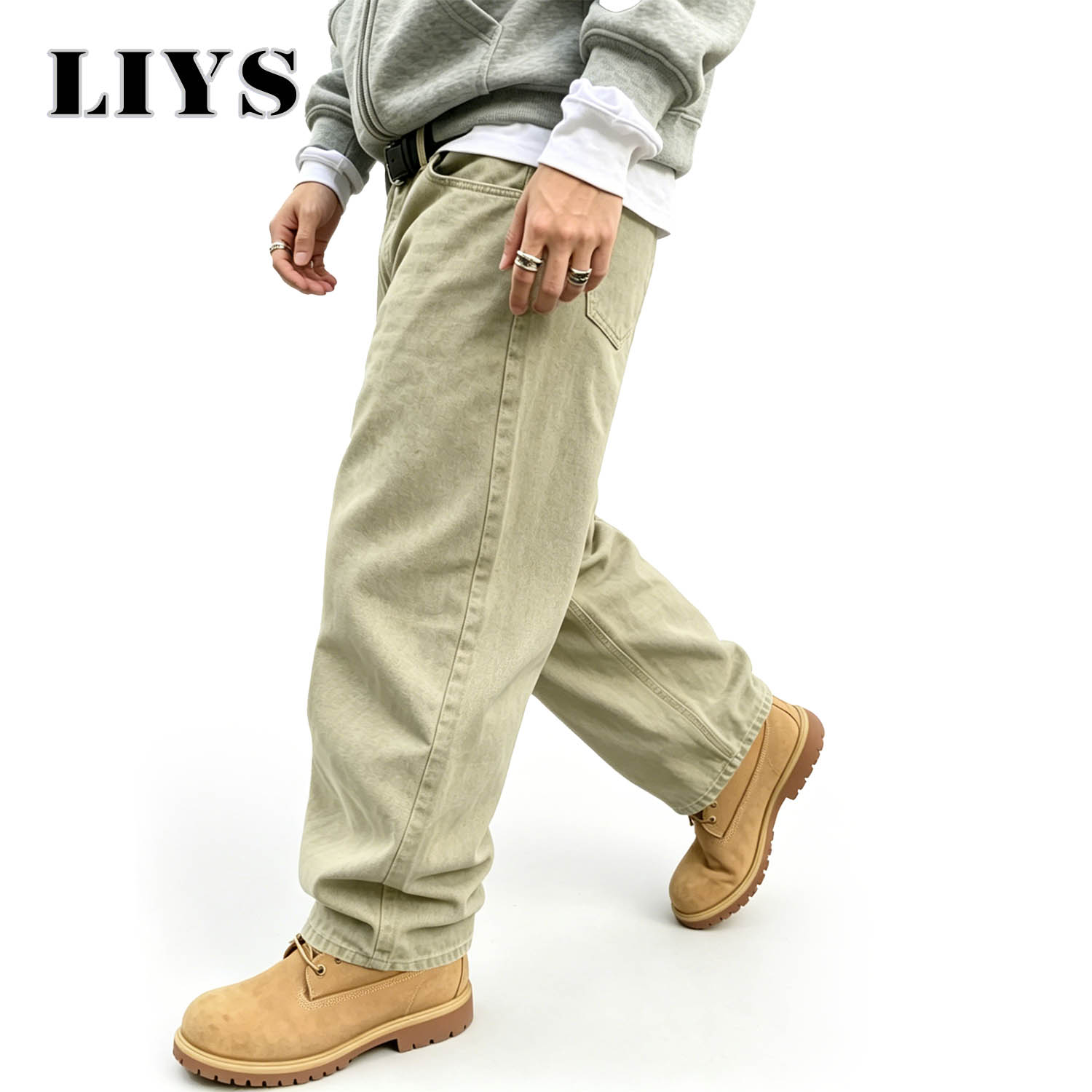 กางเกงยีนส์ทรงหลวมขากว้างสไตล์ - Men'S Fashion Khaki Pants บทวิจารณ์และราคา