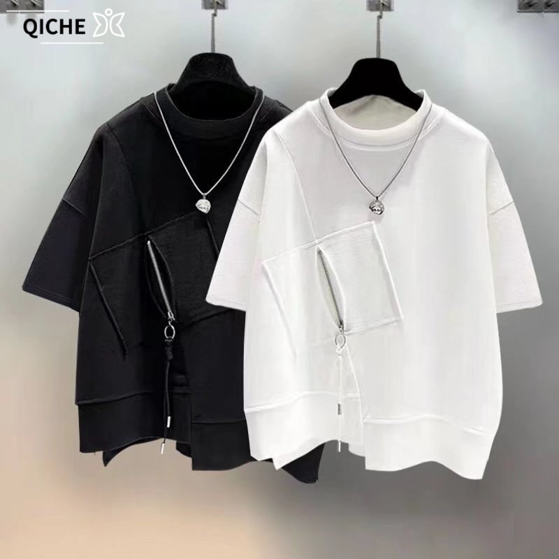 เสื้อยืดแขนสั้นผู้ชาย QICHE พร - Mens Fashion Quarter Zip บทวิจารณ์และราคา