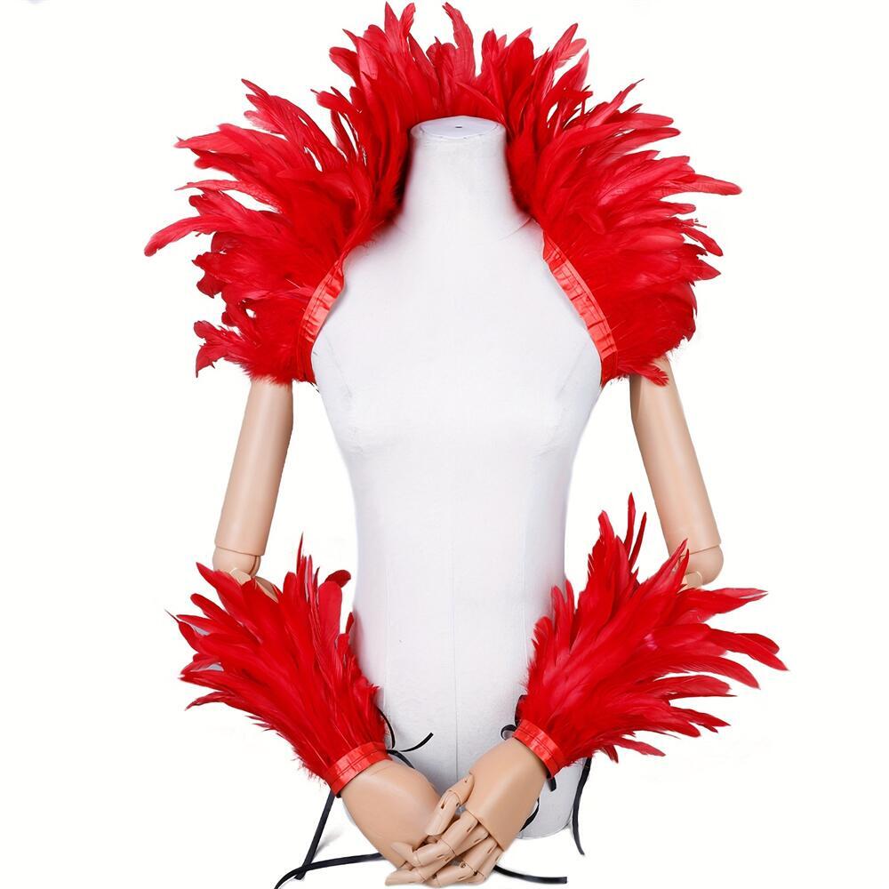 Elegant Red Feathersผ้าคลุมไหล - Men Fashion Rave บทวิจารณ์และราคา