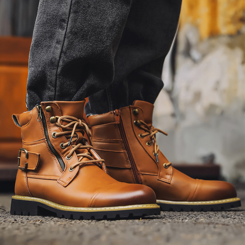 คุณภาพรองเท้าหนังผู้ชายโลหะคู่ - Fashion Men'S Boots บทวิจารณ์และราคา