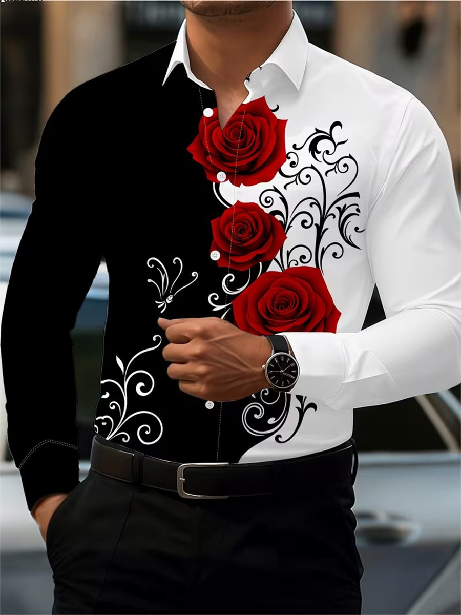 เสื้อเชิ้ตแขนยาวพิมพ์ลายดอกกุห - Mens Fashion Casual Outfits บทวิจารณ์และราคา