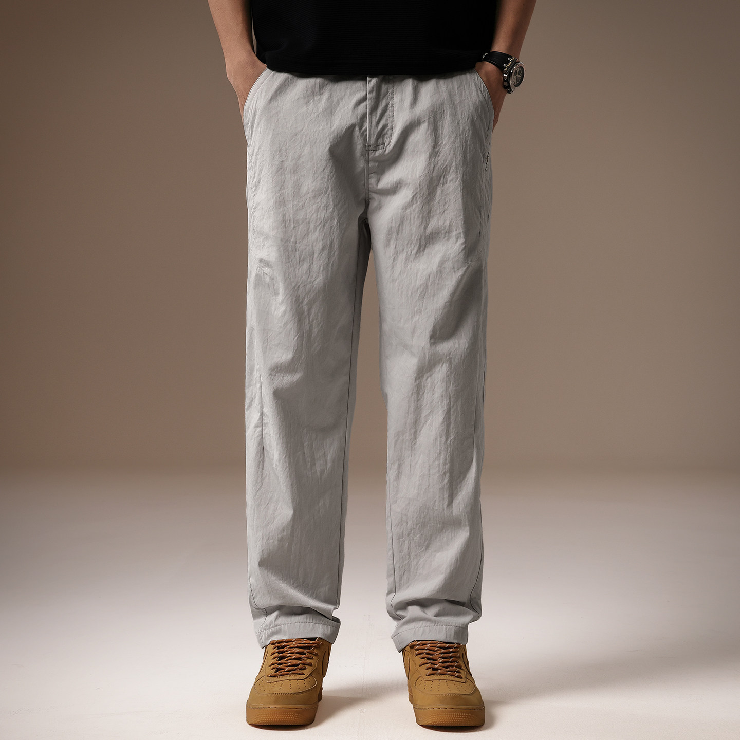 กางเกงขายาวผู้ชายสีเทาอ่อน สีพ - Men'S Fashion Khaki Pants บทวิจารณ์และราคา