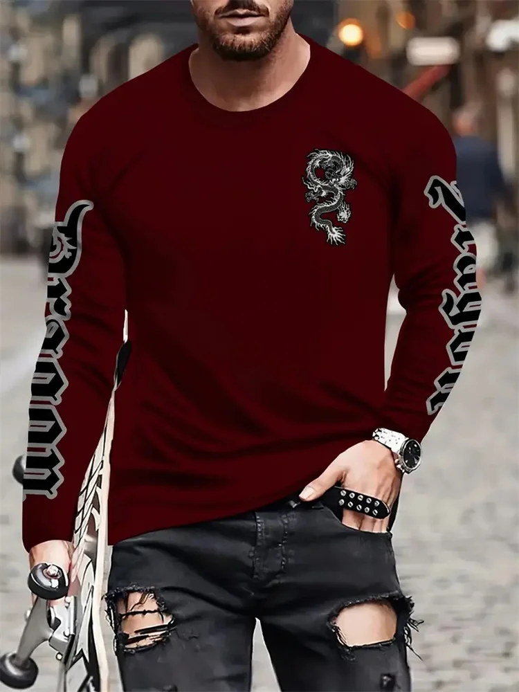เสื้อยืดแขนยาวผู้ชายลายพิมพ์ L - Men'S Spring Fashion บทวิจารณ์และราคา