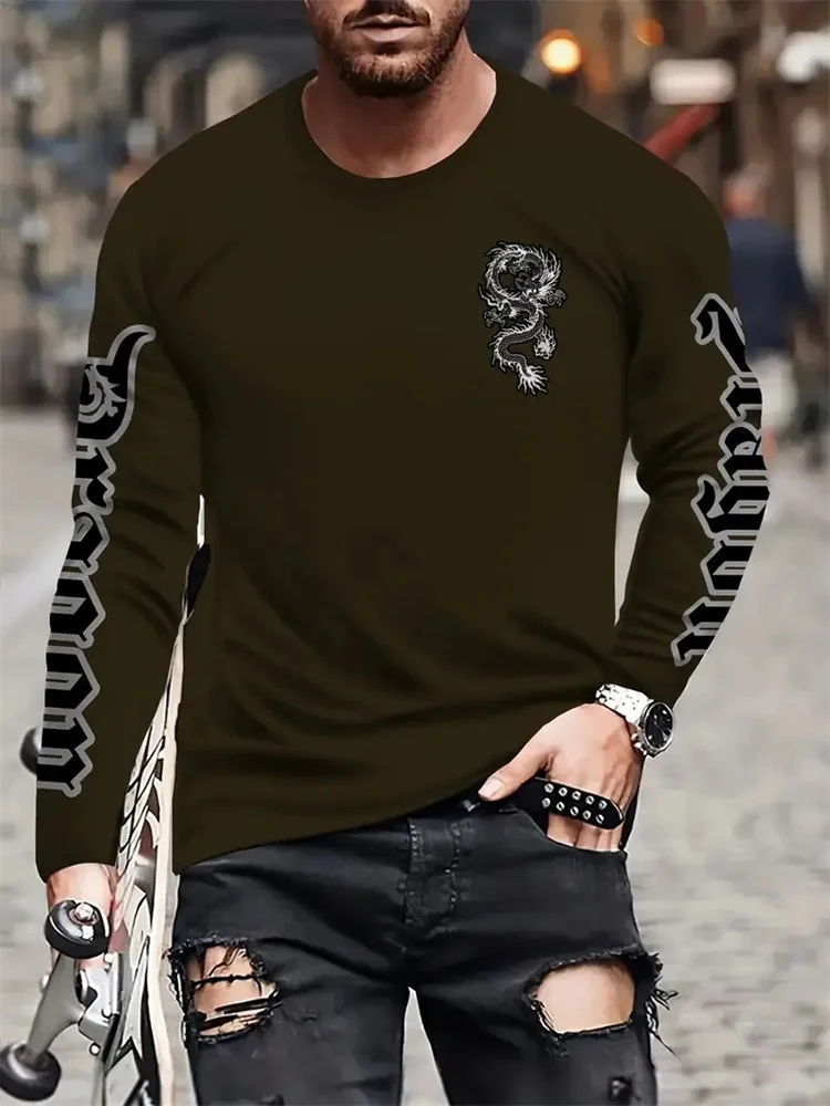 เสื้อยืดแขนยาวผู้ชายลายพิมพ์ L - Men'S Spring Fashion บทวิจารณ์และราคา