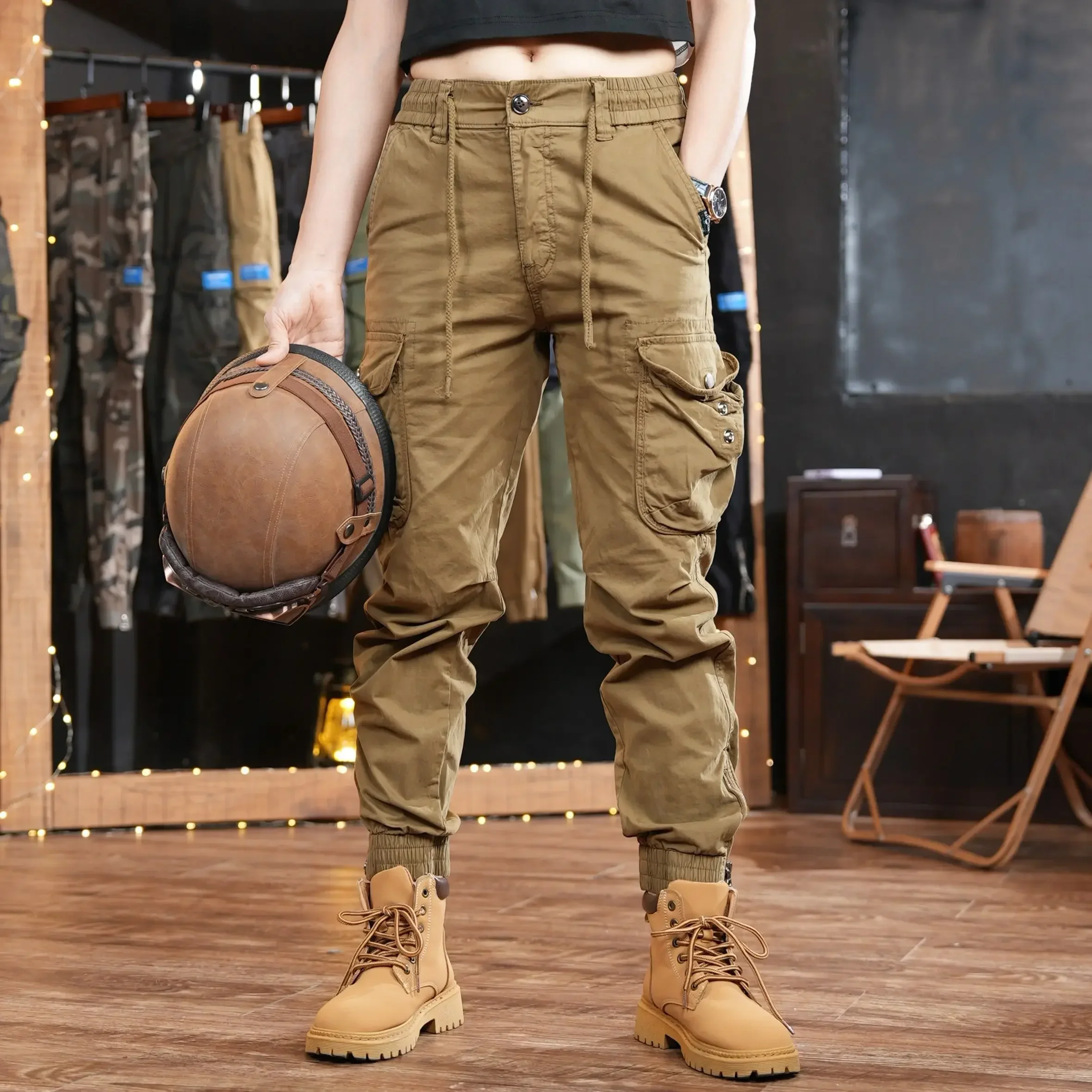 กางเกงคาร์โก้กางเกงปั่นจักรยาน - Men'S Fashion Khaki Pants บทวิจารณ์และราคา